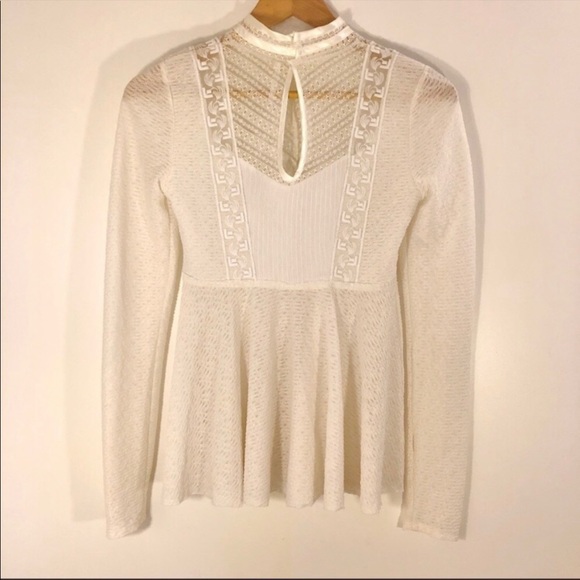 Free People Victorian White Lace Peplum Top - Picture 9 of 10